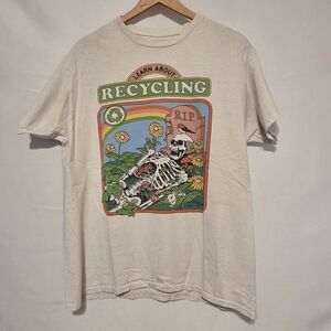 STEVEN RHODES Learn About RECYCLING T-Shirt Skeleton Tee Large
